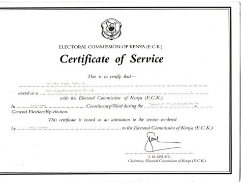 certificate of service kenya law